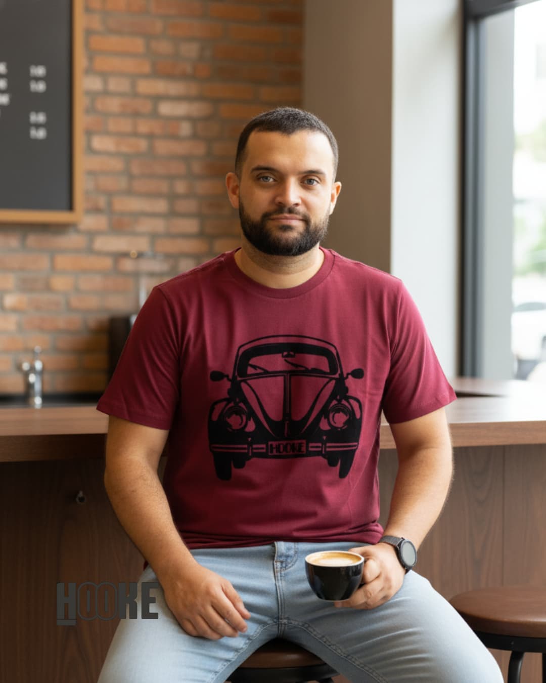 Camiseta Vintage Beetle Bordô